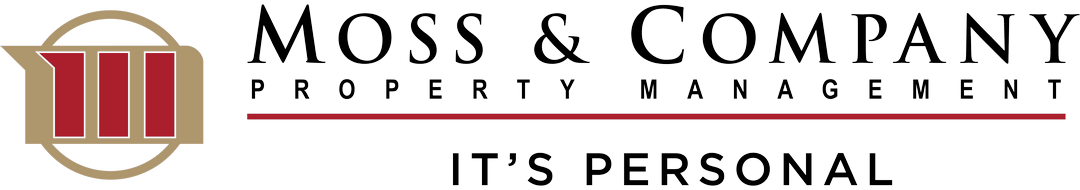 a graphic with the words moss  company property management its personal and a flag